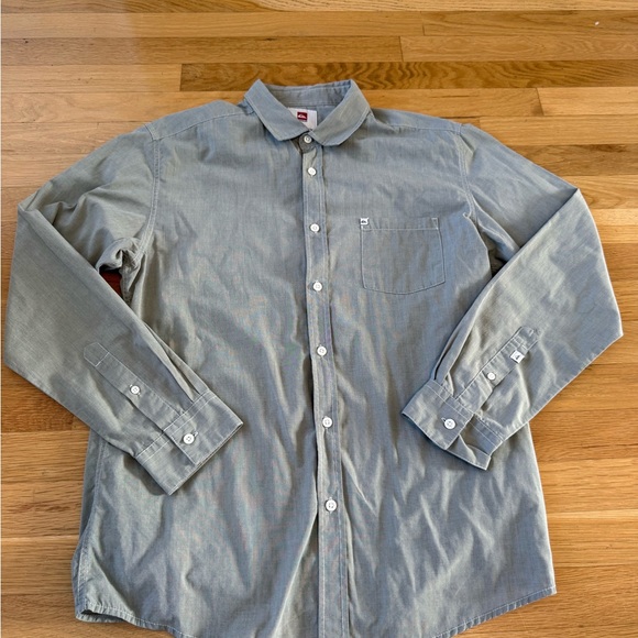 Quiksilver Men’s Long Sleeve Button Down Shirt Sage Size Medium Regular Fit - Picture 12 of 12
